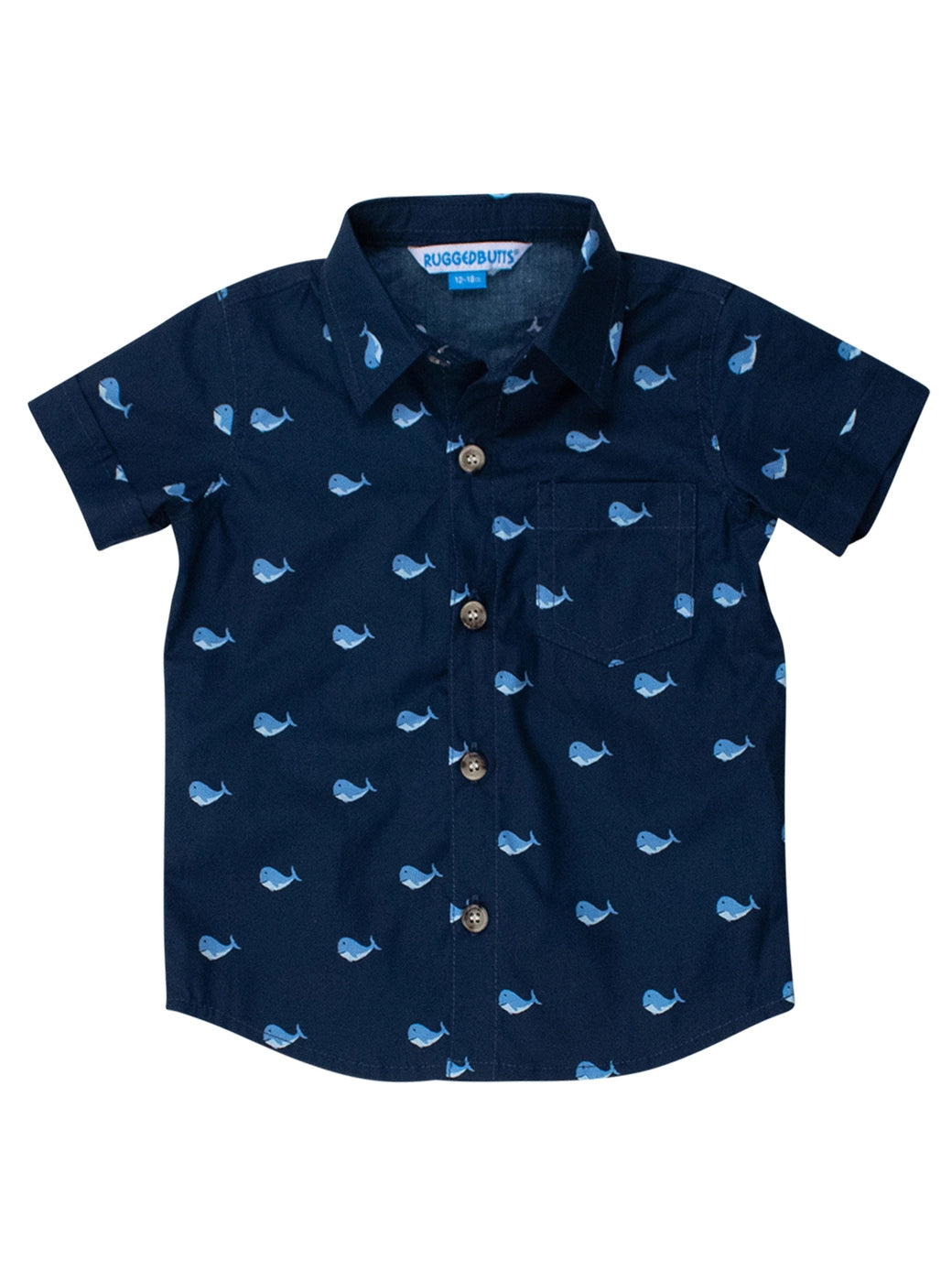 Blue Whales Short Sleeve Button Down Shirt