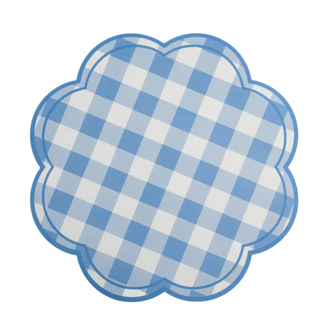Blue Gingham Soft Scallop Placemats