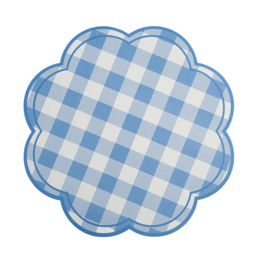 Blue Gingham Soft Scallop Placemats