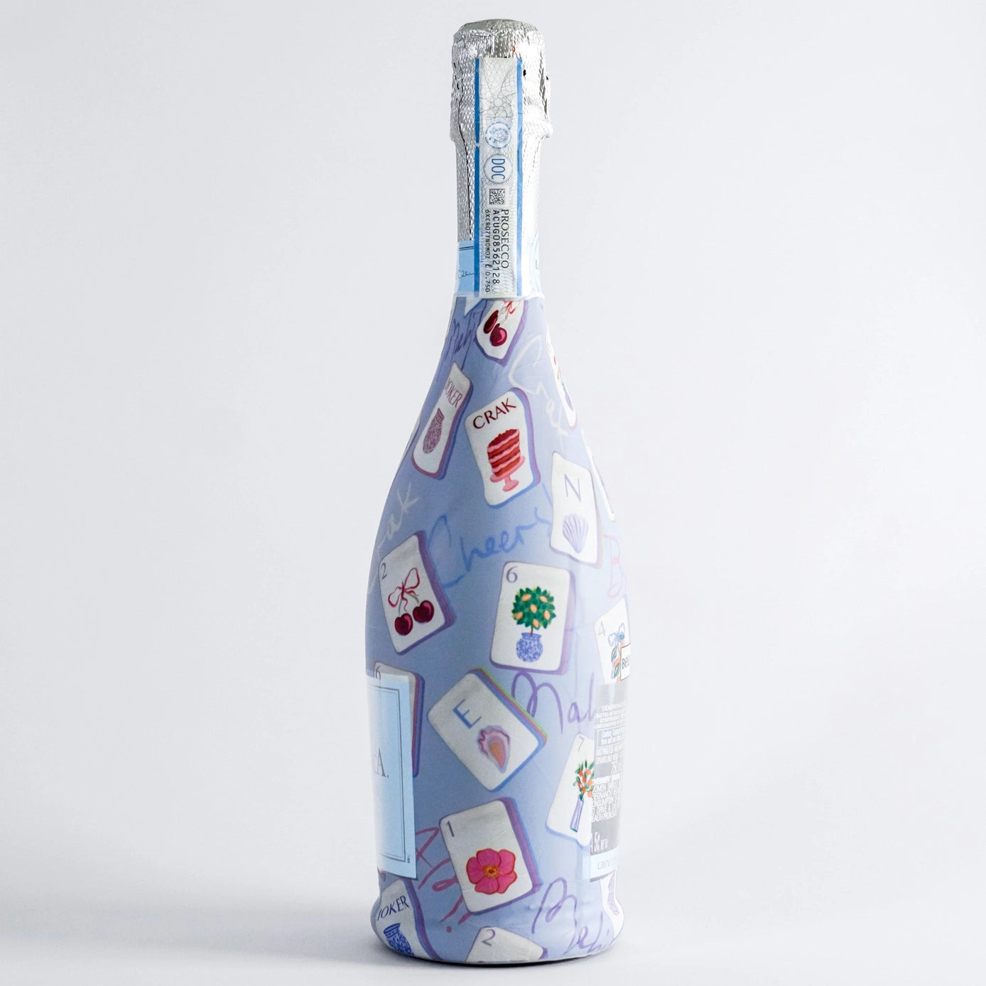 Beau Bottles Prosecco Wrap – Pastel Blue Mahjong