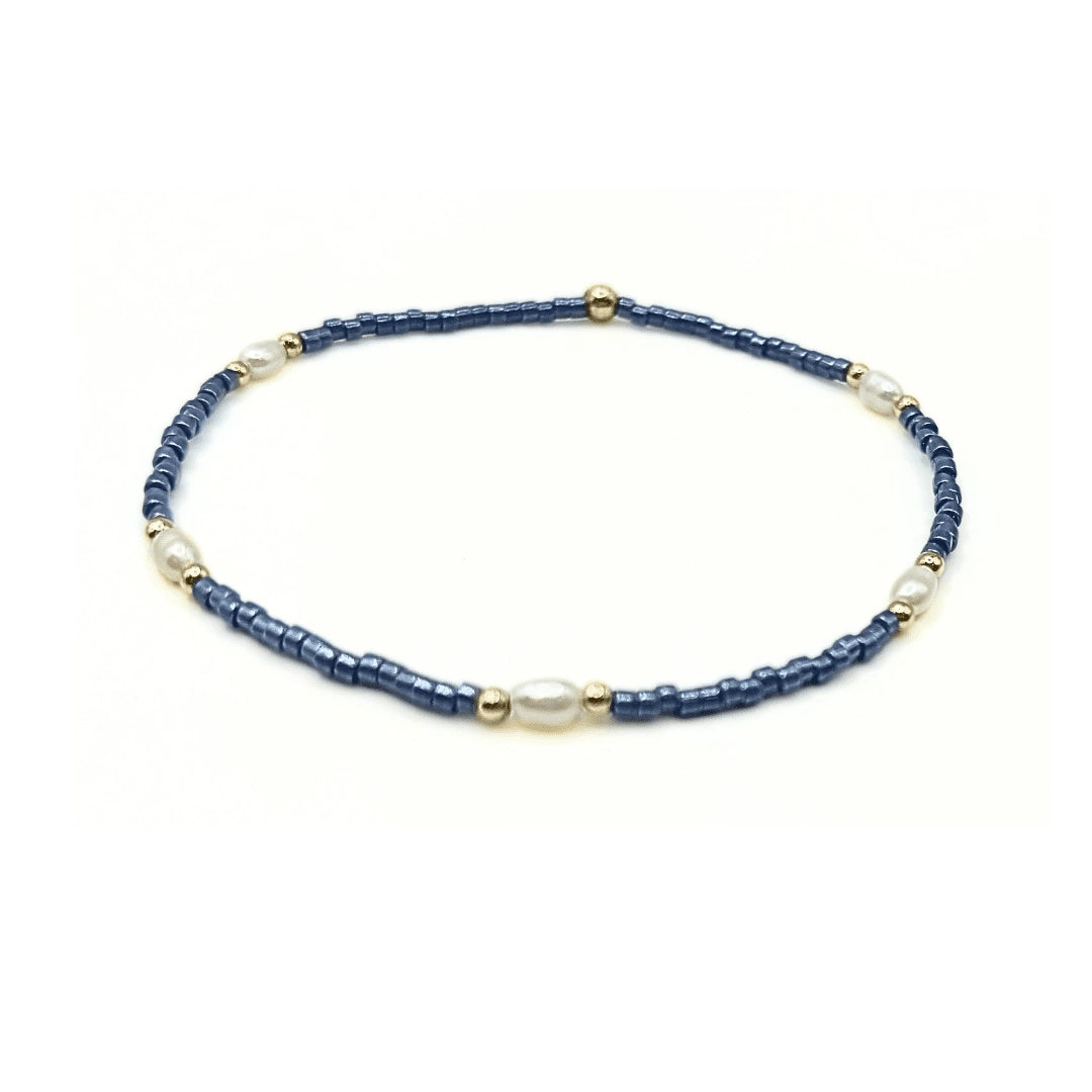 Game Day Pearl Blue & Gold Waterproof Bracelet
