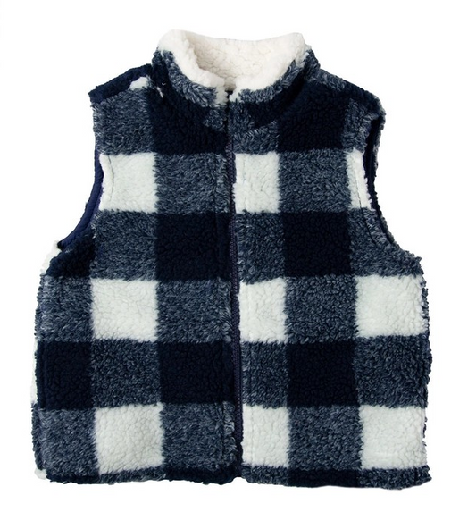 Boys Blue and White Sherpa Vest