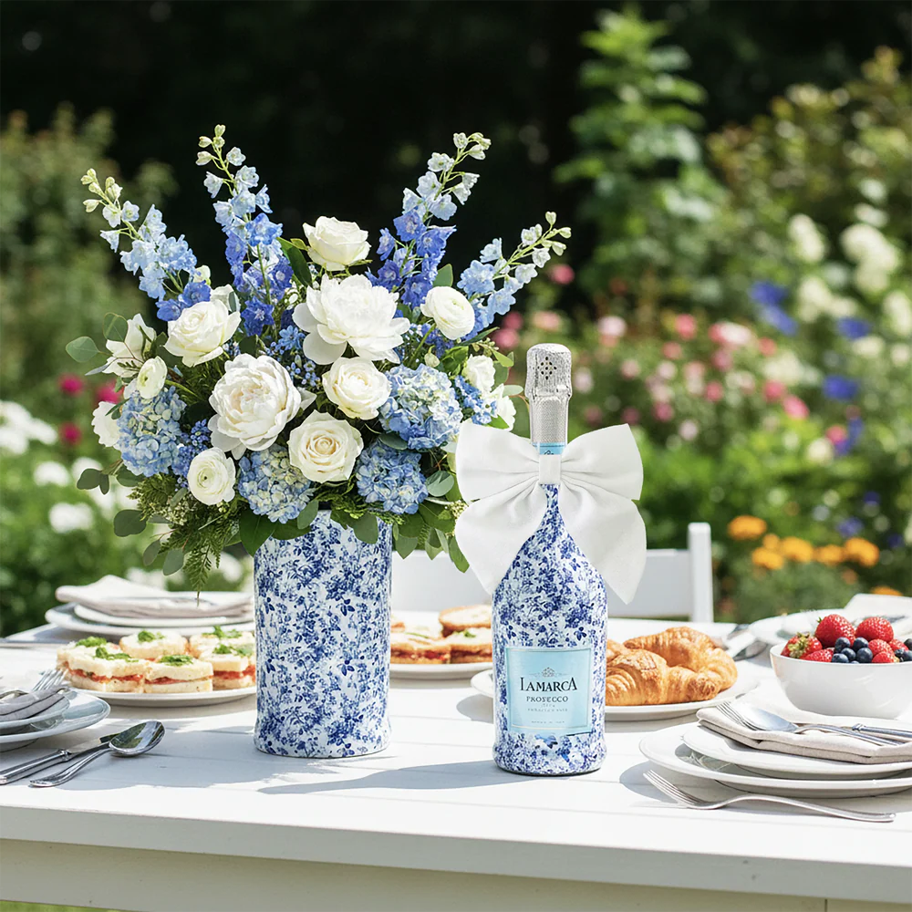 Beau Bottles EverVase Wrap – Blue Florals