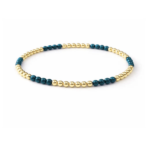 Refined Blue Stone Beaded Bracelet With 14K Gold Filled Beads