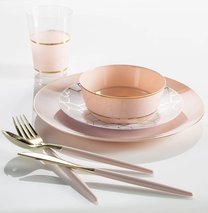 12 oz Round Blush and Gold Plastic Cups