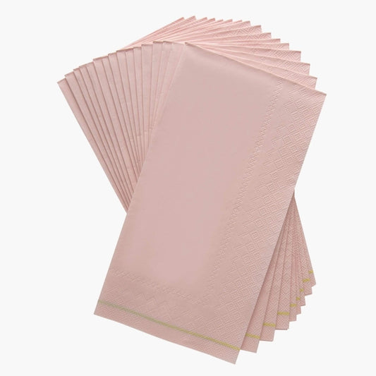 Blush with Gold Stripe Guest Paper Napkins