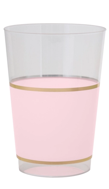 12oz Round Blush and Gold Plastic Cups