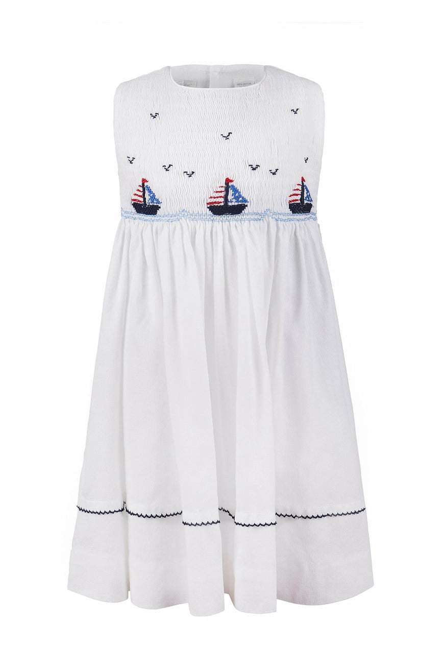 White Smocked Freedom Boats Dress