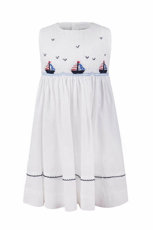 White Smocked Freedom Boats Dress