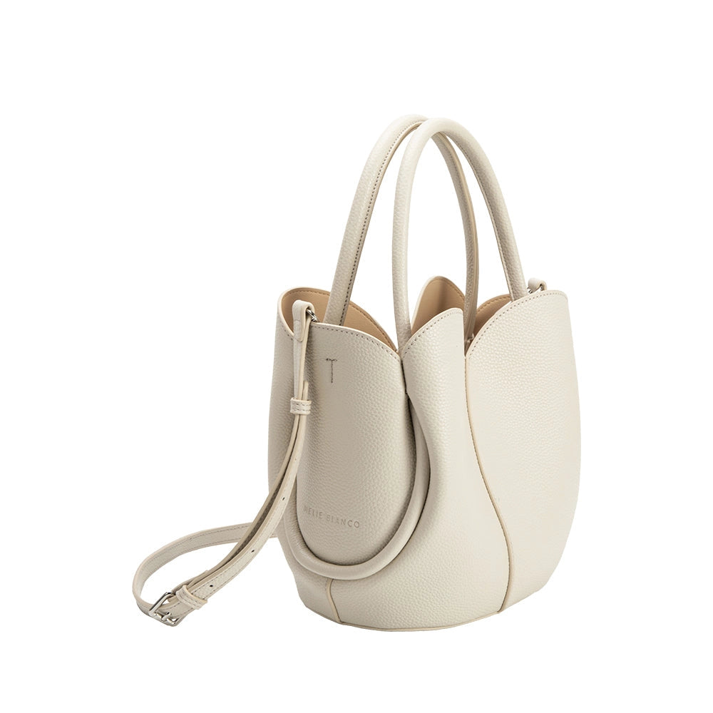 Melie Bianco Tulip Bone Top Handle Bag