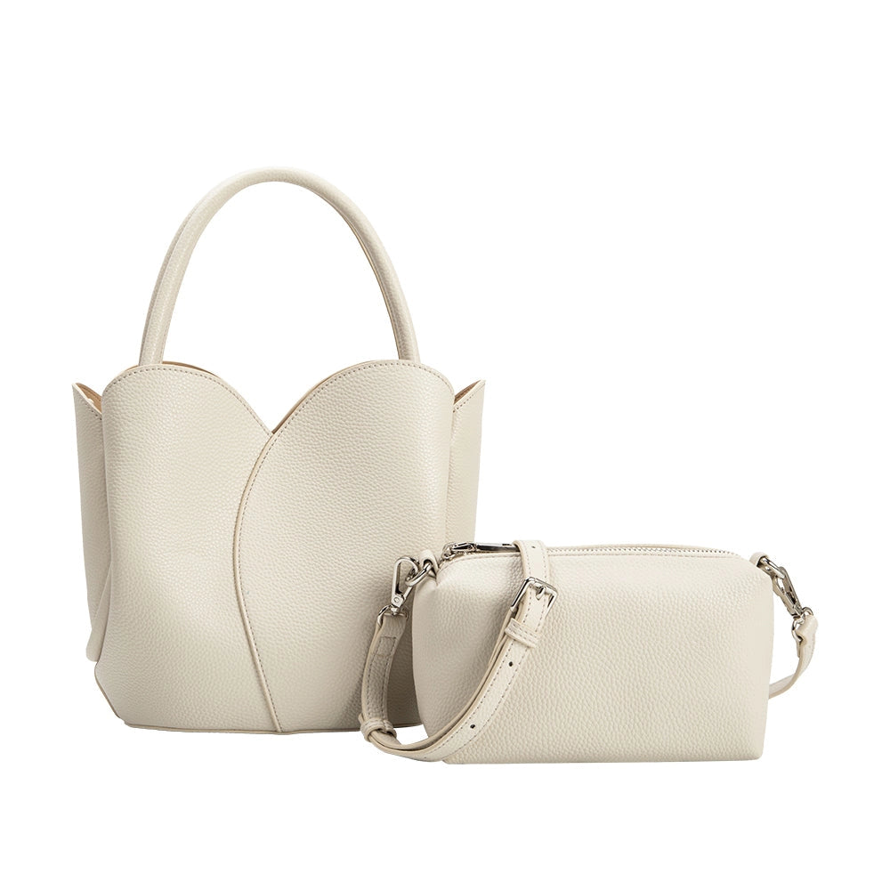 Melie Bianco Tulip Bone Top Handle Bag
