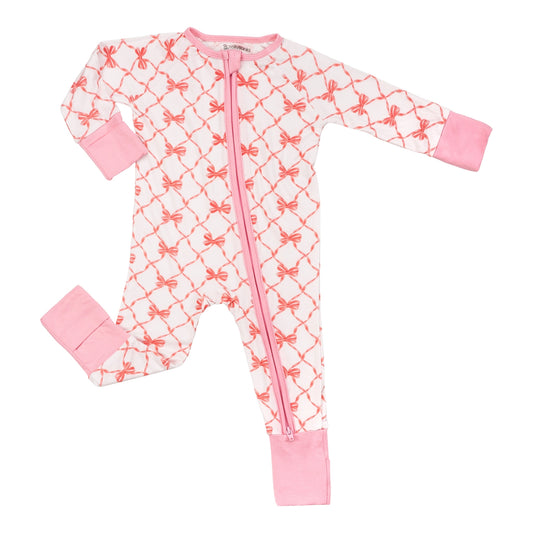 Beautiful Bows Baby Bamboo Zipper Romper