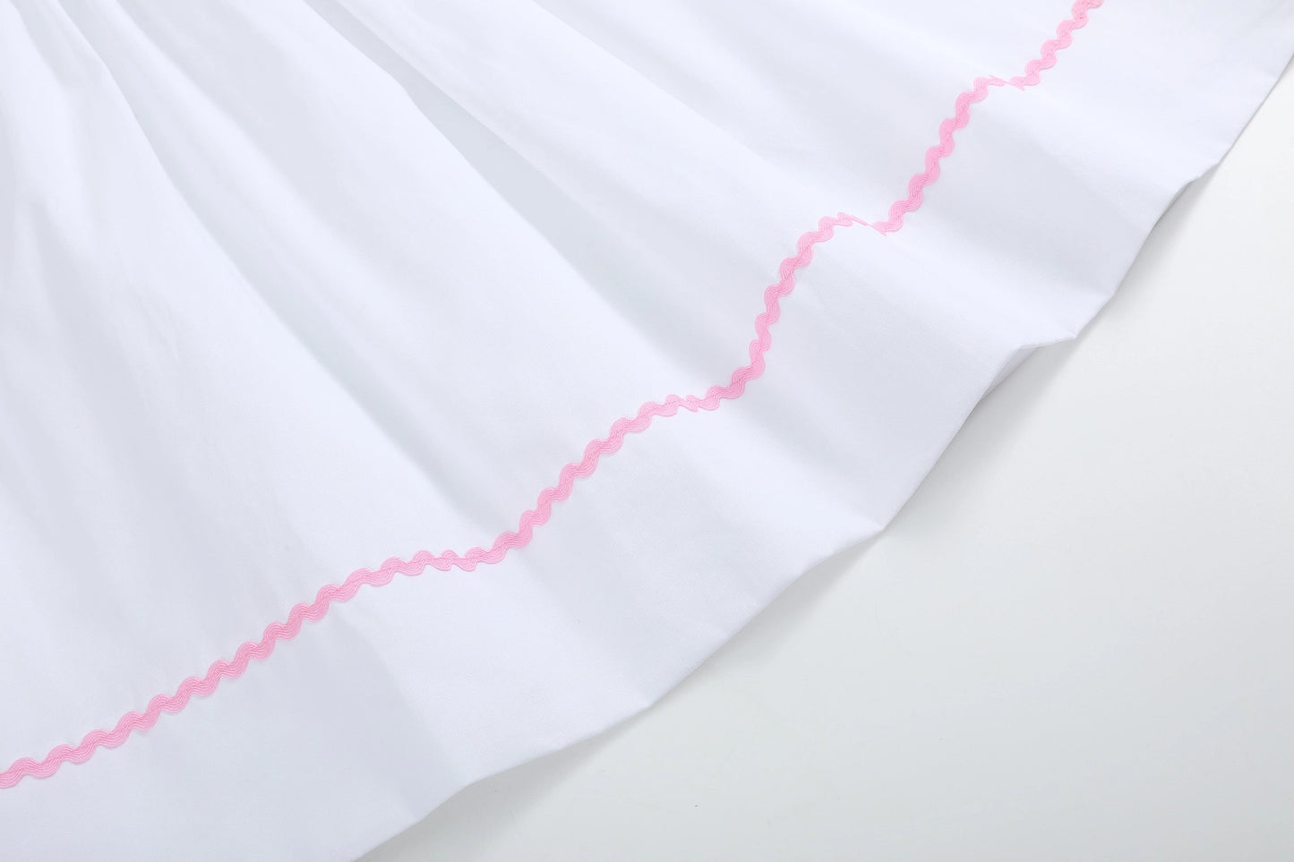 White and Pink Bows Smocked Bishop Dress