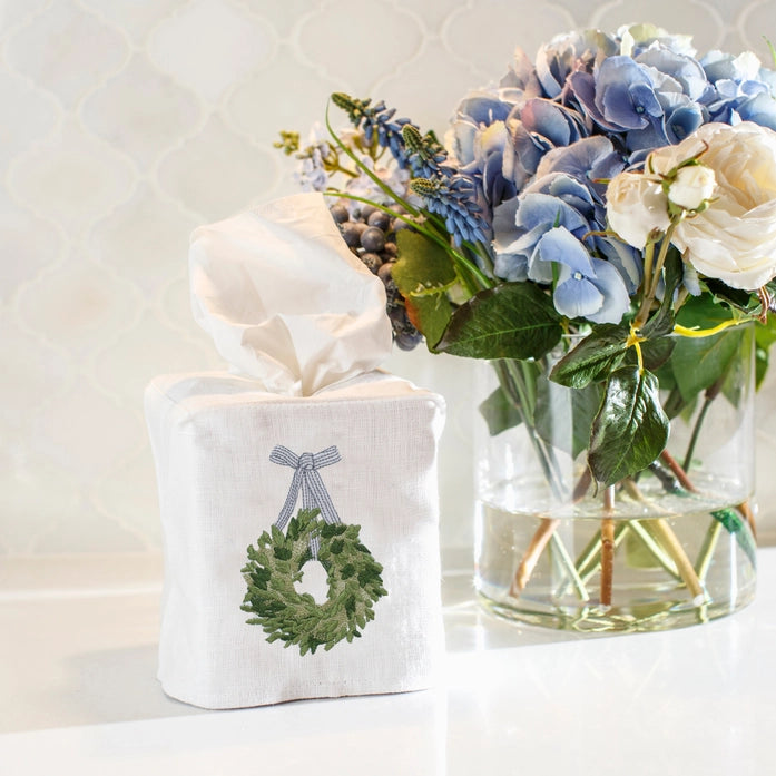 Boxwood Wreath Tissue Box Cover