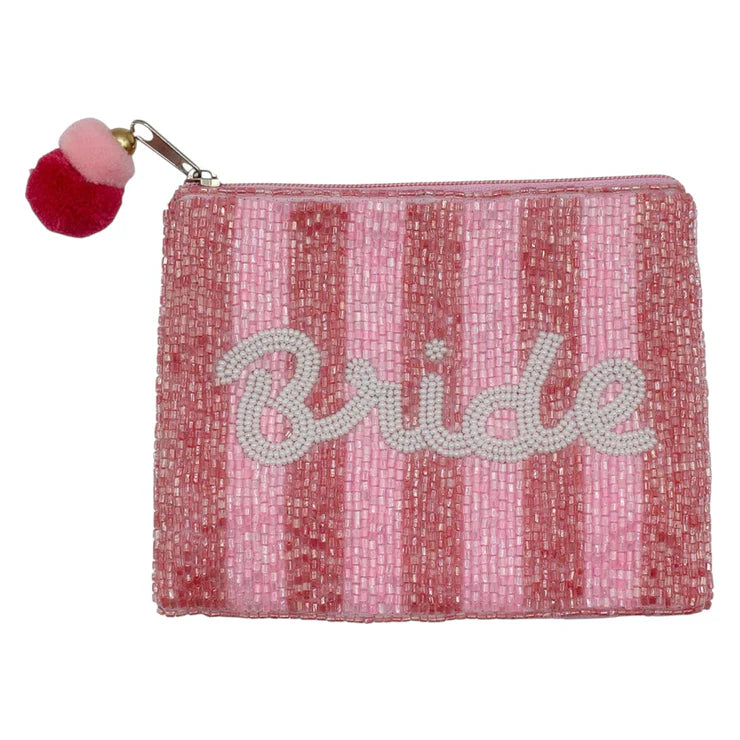 Bride Pink Beaded Coin Pouch