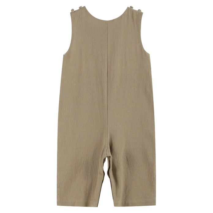 Brown Construction Smocked Overalls