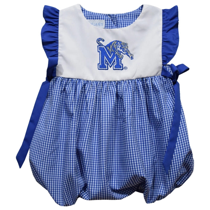 Memphis Tigers Embroidered Royal Gingham Girl Bubble