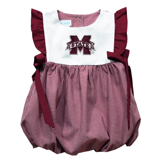 Mississippi State Bulldogs Embroidered Gingham Girls Bubble