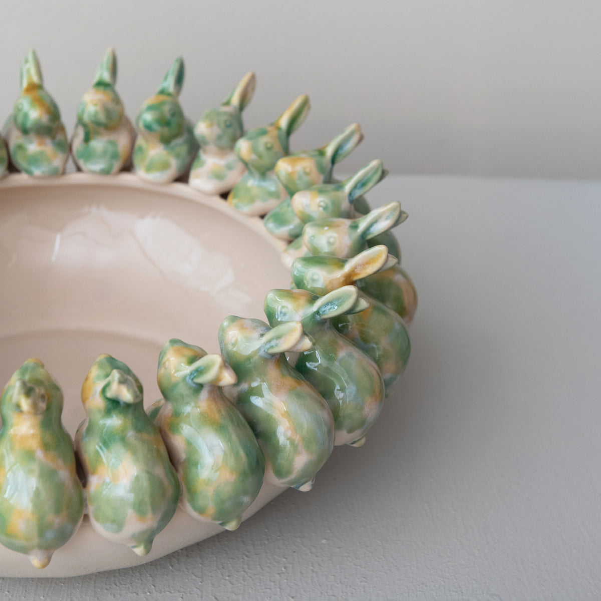 Reactive Glaze Stoneware Rabbit Bowl