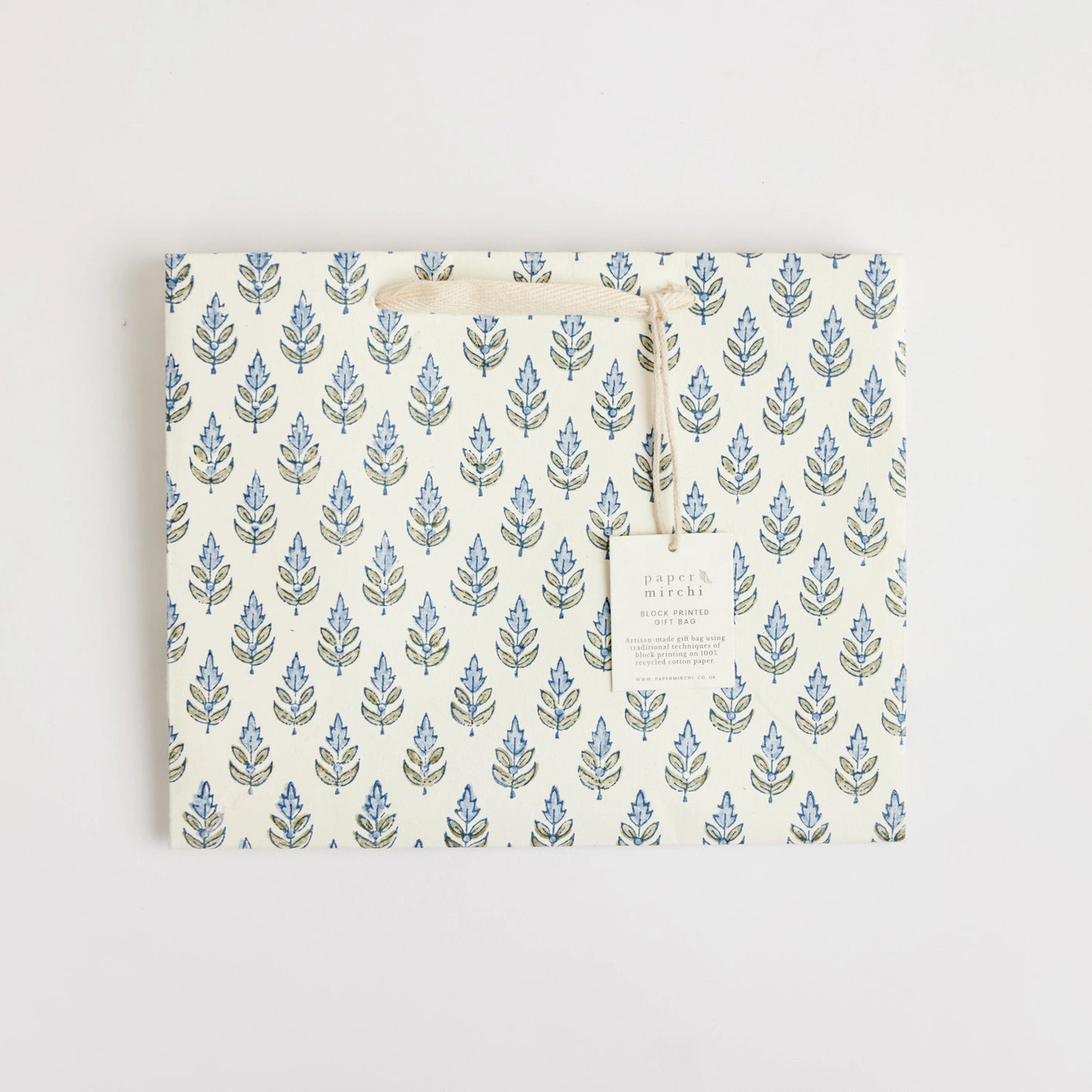 Hand Block Printed Gift Bag - Buti Blue Stone