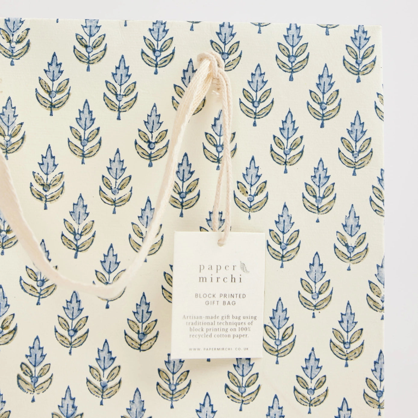 Hand Block Printed Gift Bag - Buti Blue Stone