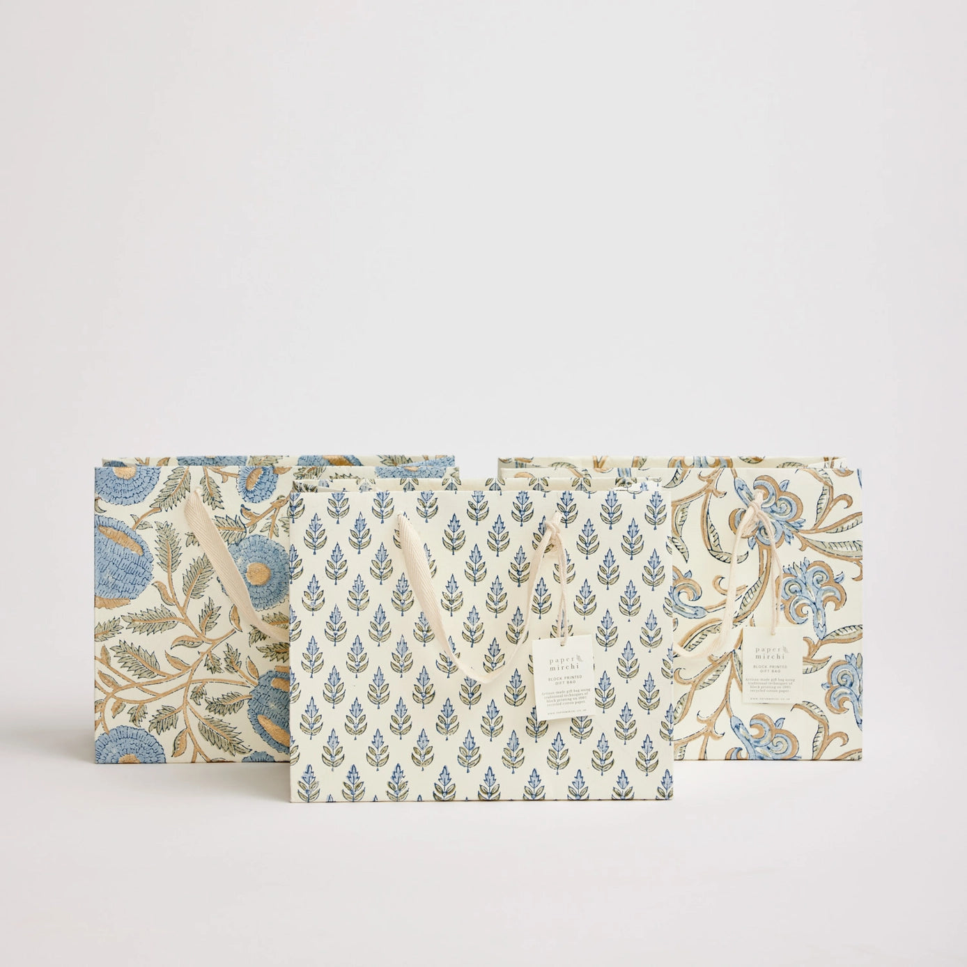 Hand Block Printed Gift Bag - Buti Blue Stone
