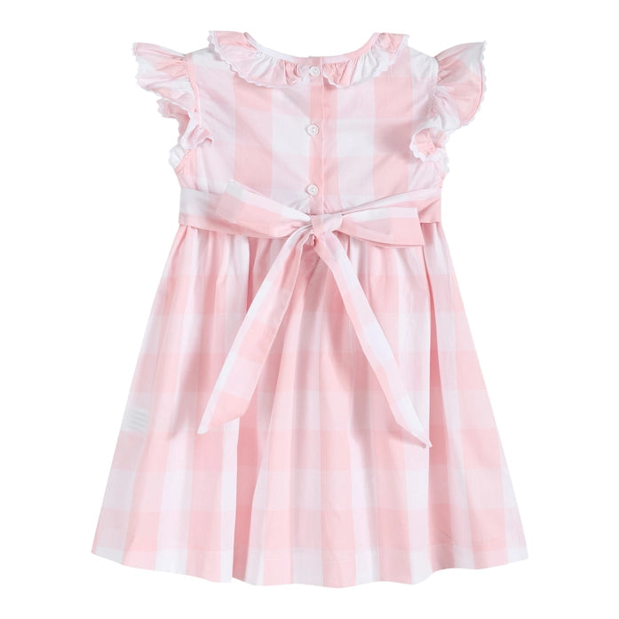 Large Pink Check Butterfly Garden Smocked Dress