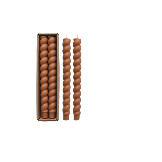 Camel Twisted Taper Candle Set Of 2