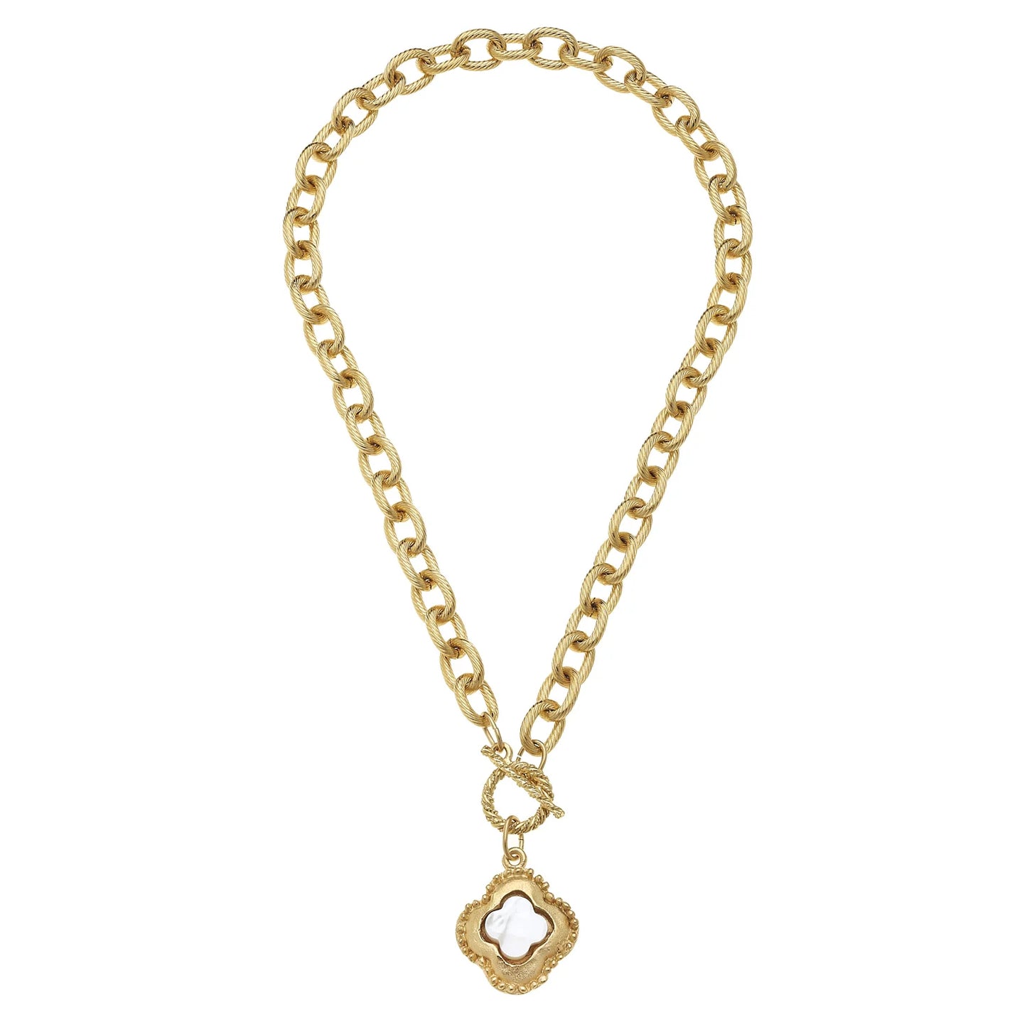 Susan Shaw Camellia Clover Toggle Necklace