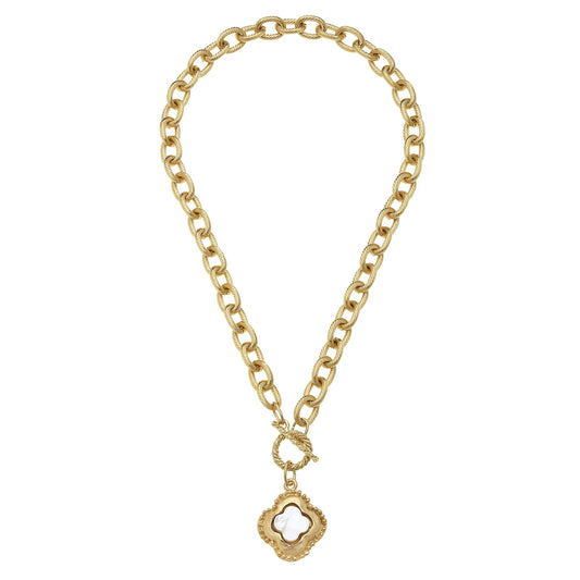 Susan Shaw Camellia Clover Toggle Necklace
