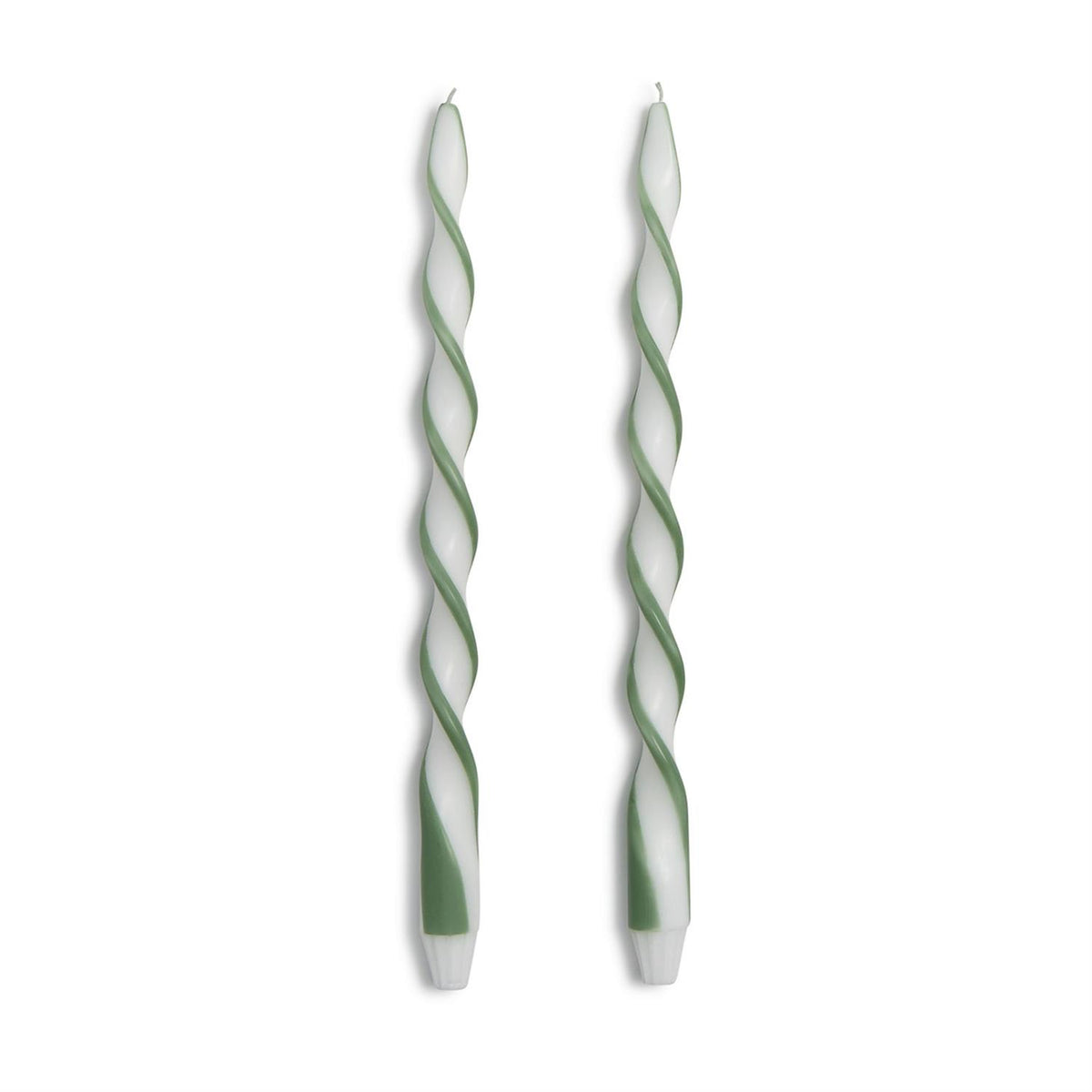 Twist and Glow Set of 2 Green Ribbon 15 3/4" Twist Taper Candles