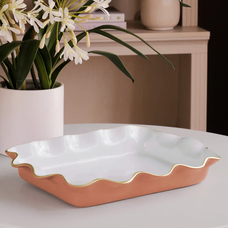 Encanto Carola Rectangle Casserole Holder (Cayenne and White)
