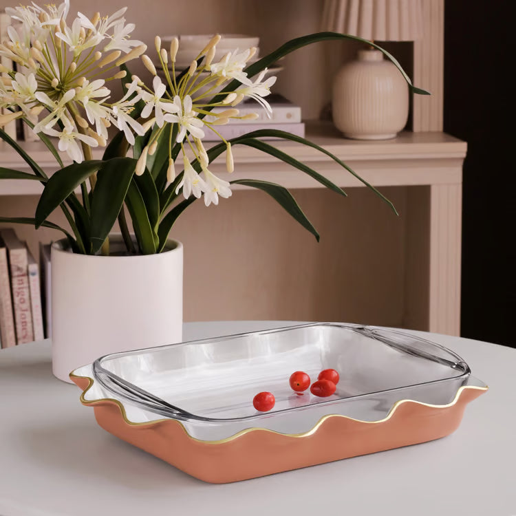Encanto Carola Rectangle Casserole Holder (Cayenne and White)