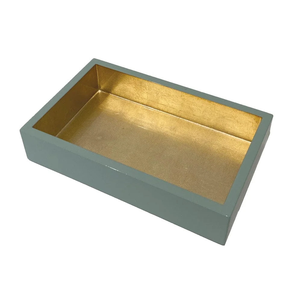 Celadon With Gold Lacquer Guest Towel Napkin Holder