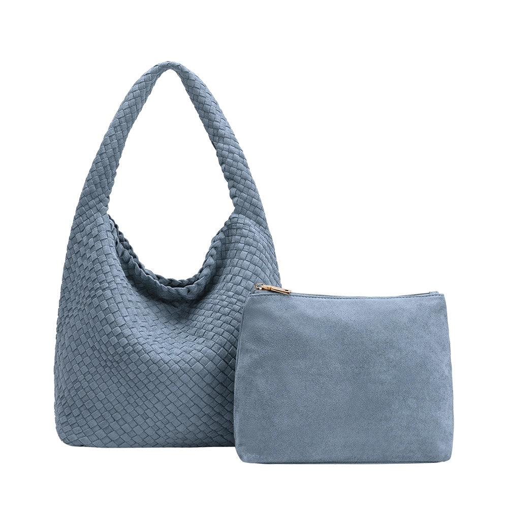 Johanna Chambray Suede Shoulder Bag