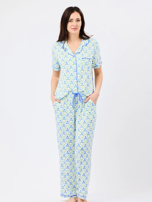 Charlotte Sweetbriar Lattice Blue Pajama Set