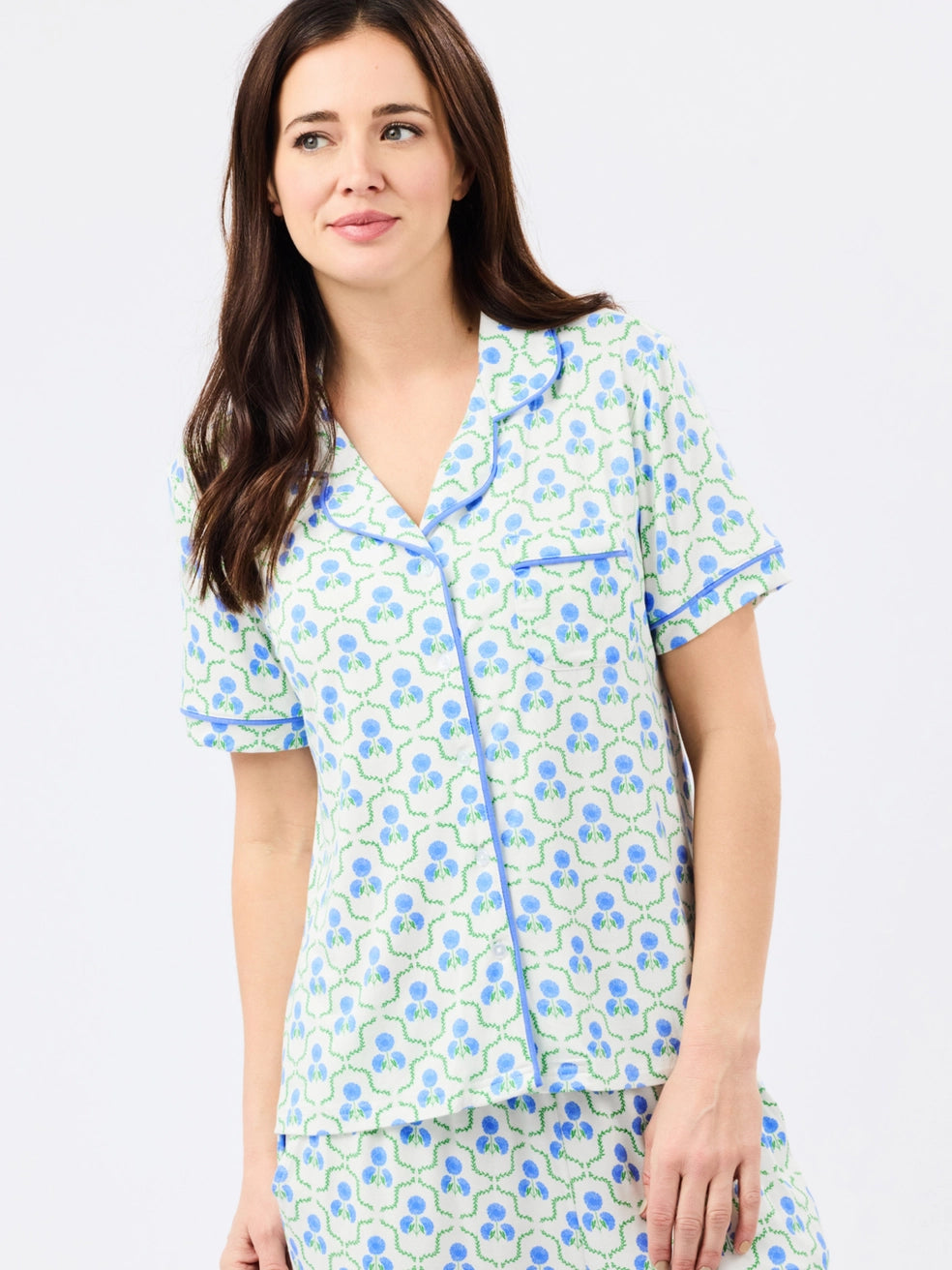 Charlotte Sweetbriar Lattice Blue Pajama Set