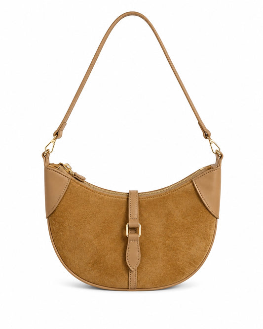 Chelsea Suede Shoulder Bag in Camel