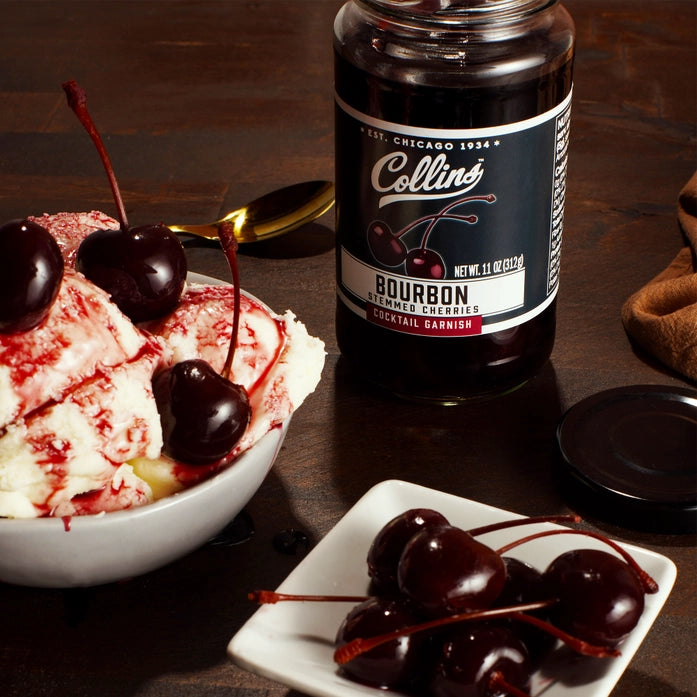 Bourbon-Soaked Stemmed Cherries Cocktail Garnish