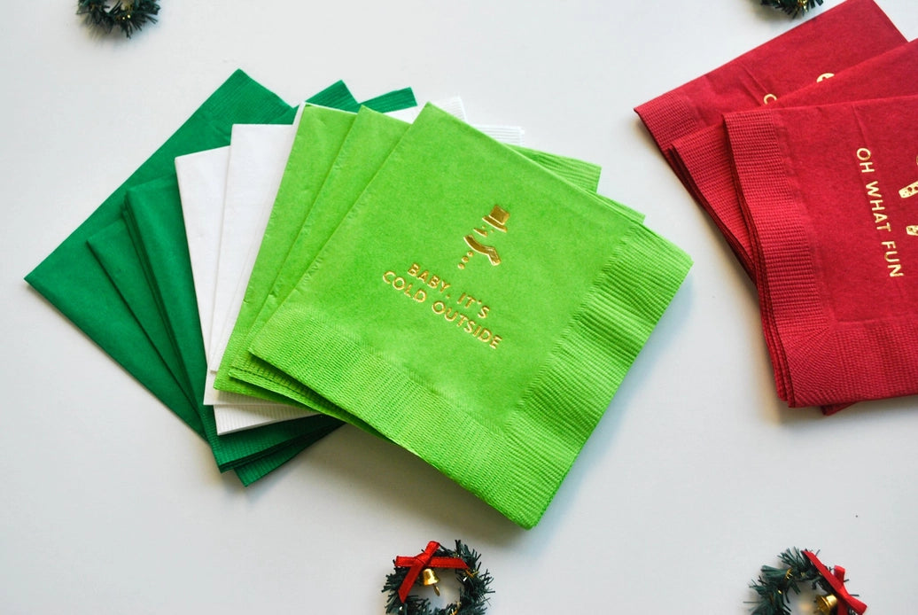 Modern Christmas Beverage Cocktail Napkins