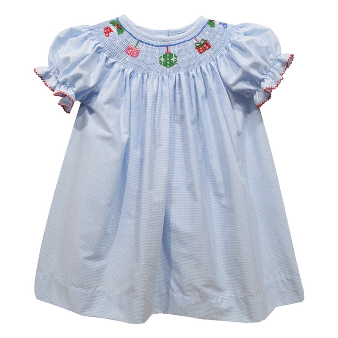 Christmas Ornament & Gifts Smocked Light Blue Bishop