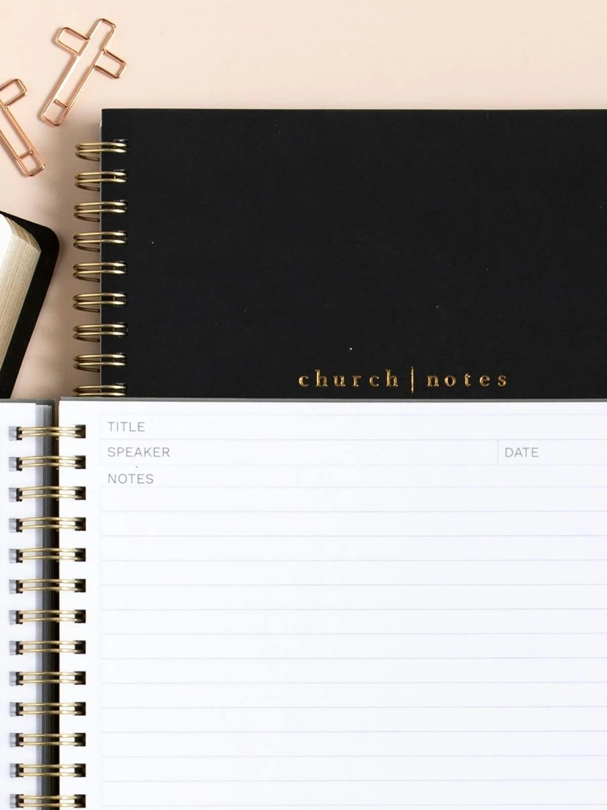 Black Bible Study Spiral Notebook with Reference Maps