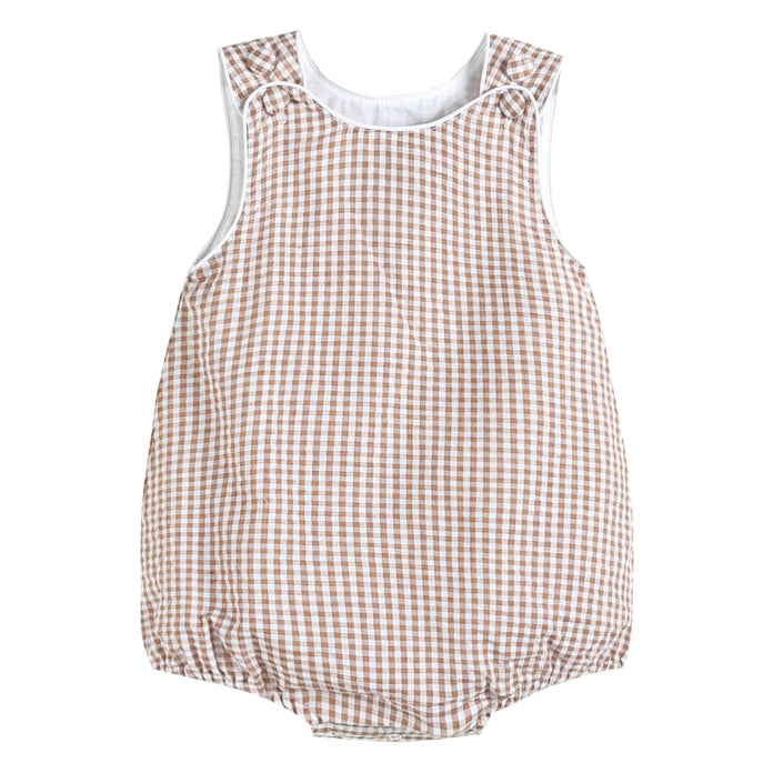 Classic Brown Gingham Baby Bubble Romper