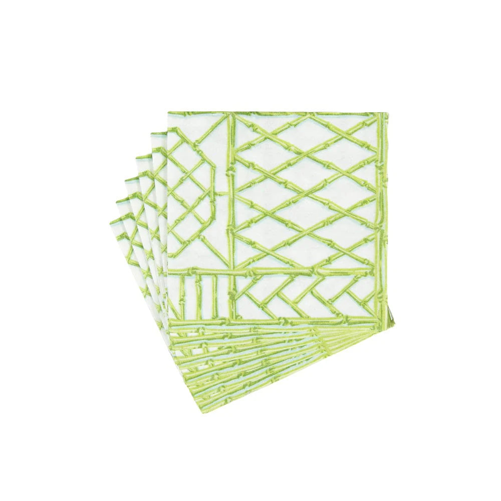 Bamboo Screen Moss Green Airlaid Paper Linen Cocktail Napkins