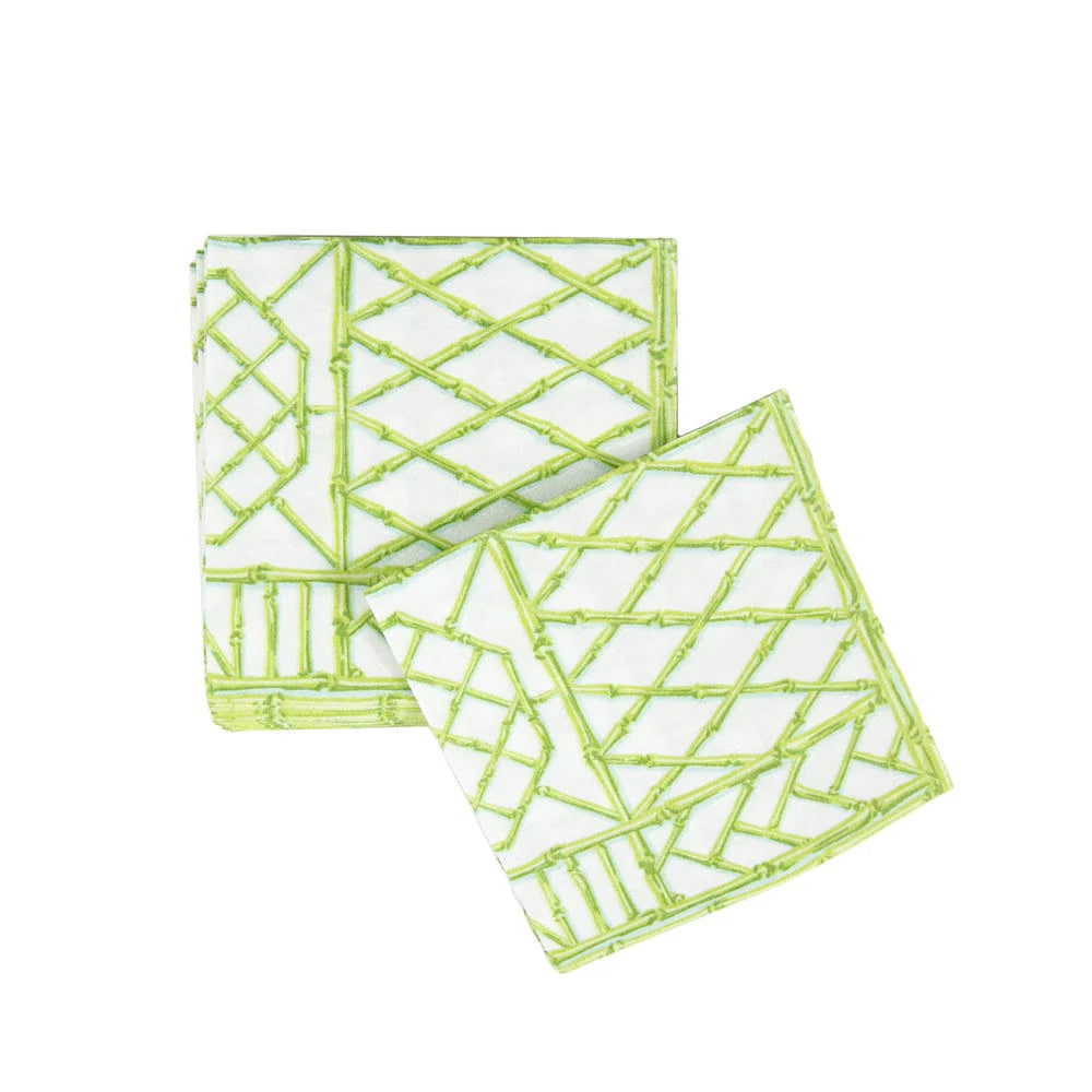 Bamboo Screen Moss Green Airlaid Paper Linen Cocktail Napkins