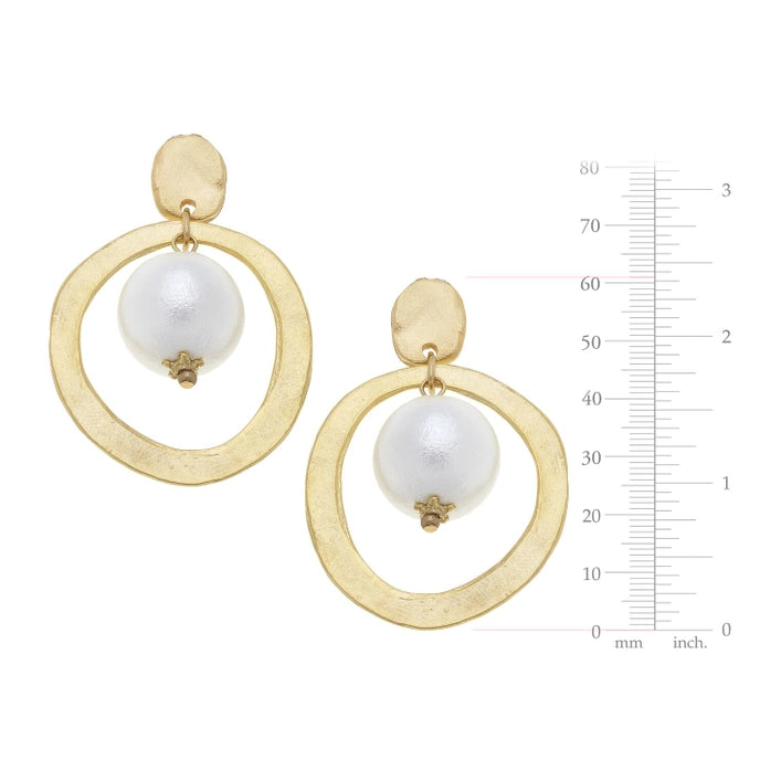 Gold Hoop with Cotton Pearl Earrings