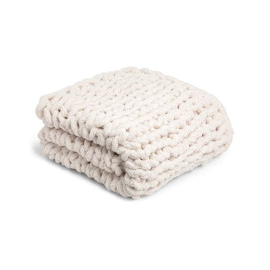 Cream Chunky Knit Throw Blanket