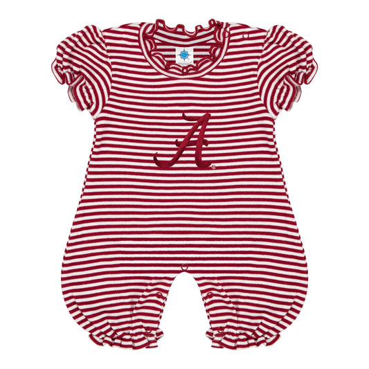 Alabama Crimson Tide Striped Infant Puff Sleeve Romper