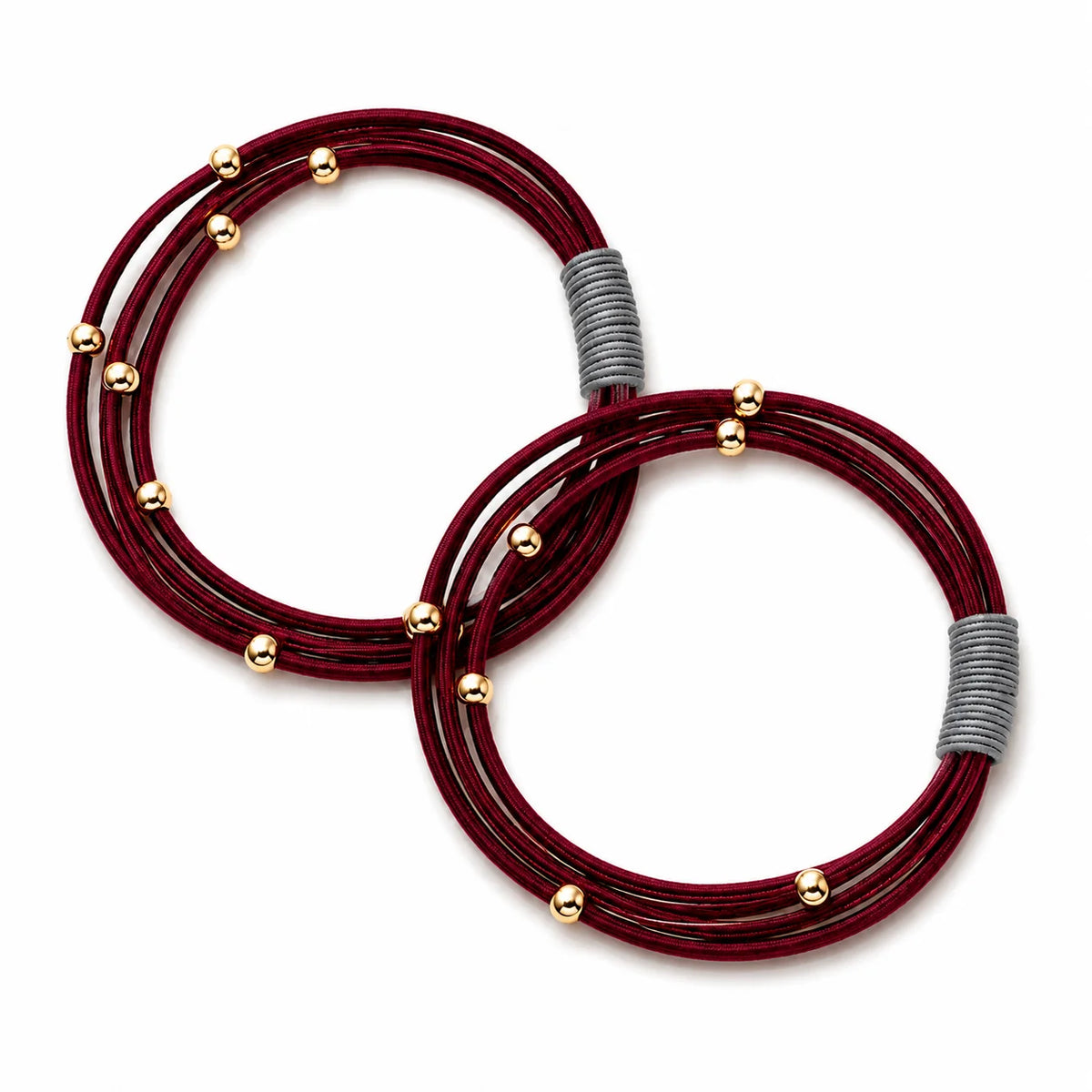 Water Pony Hair Tie Bracelet in Crimson with Gray