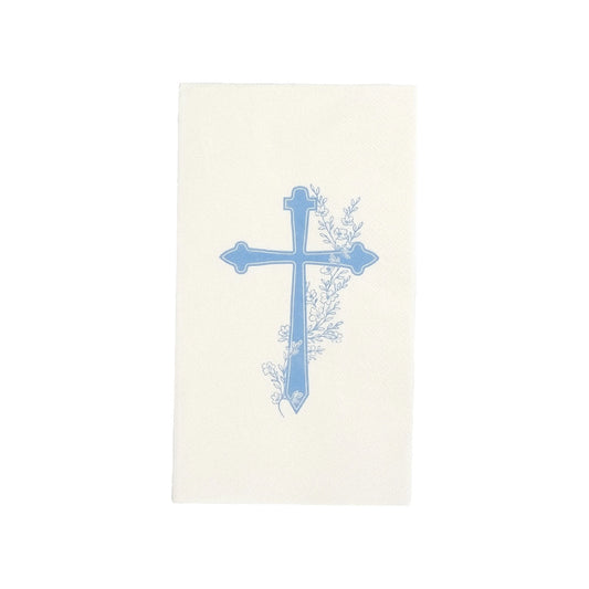 Light Blue Cross Floral Elegance Guest Towels